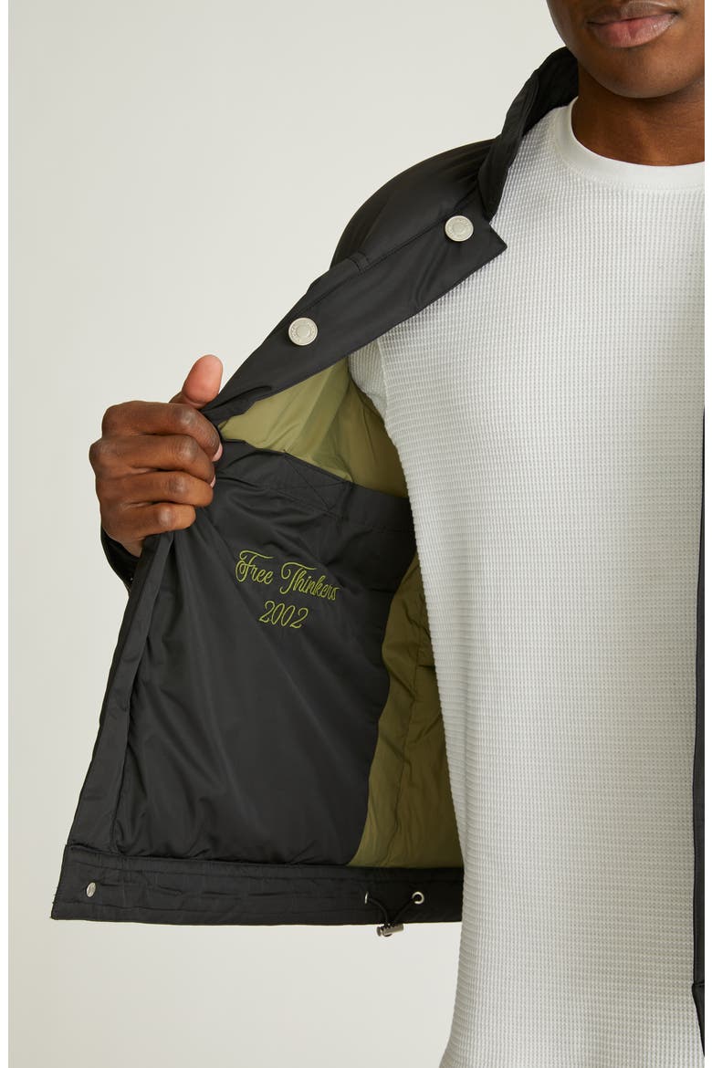 Quilted Puffer Trucker Jacket, Alternate, color, BLACK