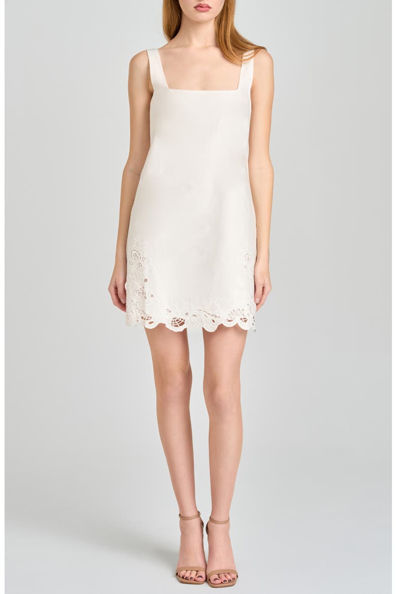 Katarina Eyelet Embroidered Stretch Cotton Minidress, Main, color, IVORY