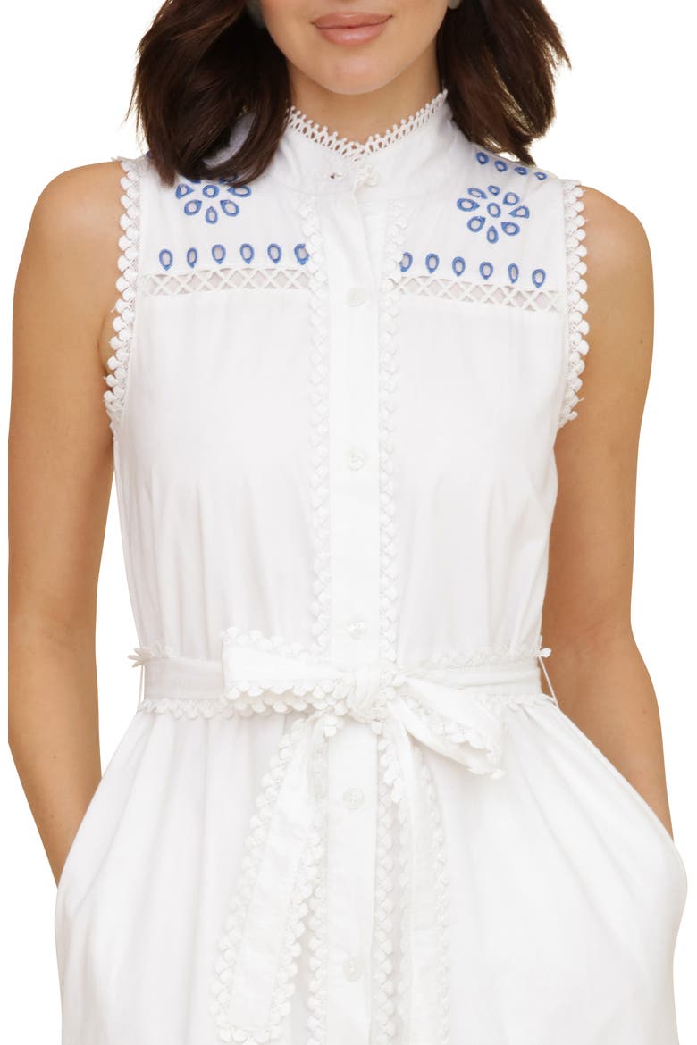 Eyelet Embroidery Sleeveless Maxi Dress, Alternate, color, WHITE BLUE
