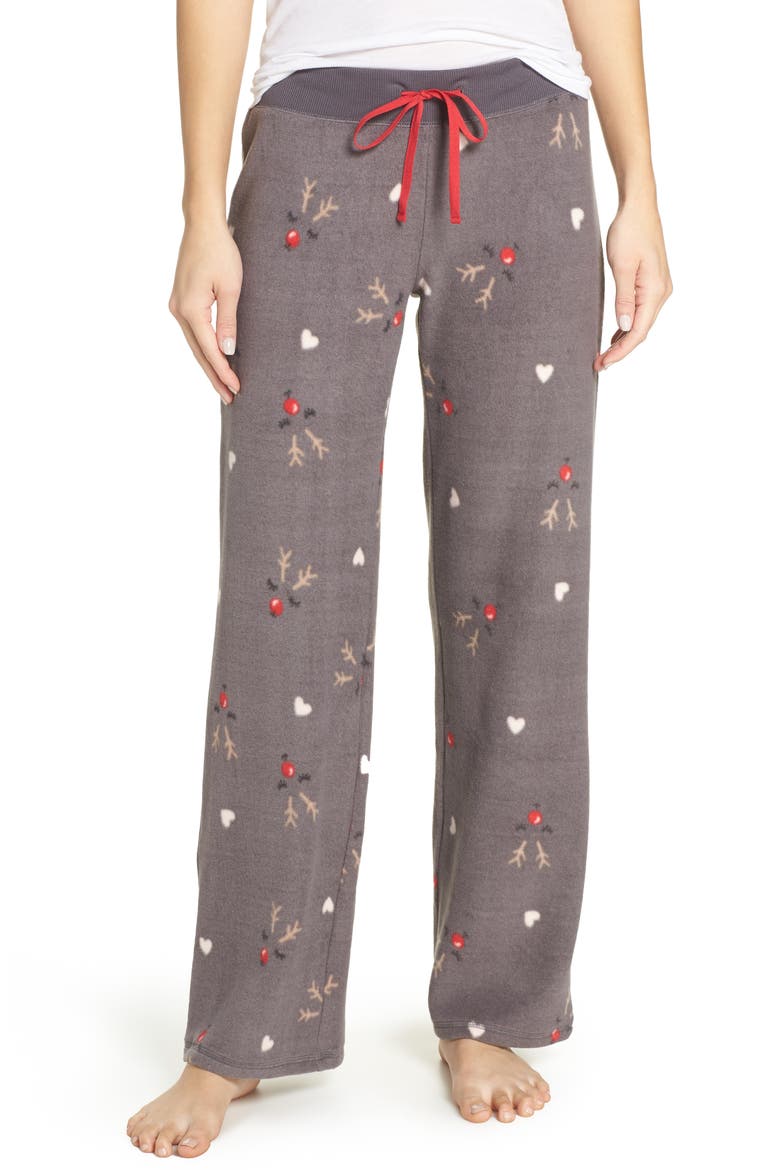 Fleece Pajama Pants, Main, color, GREY PAVEMENT RUDOLF