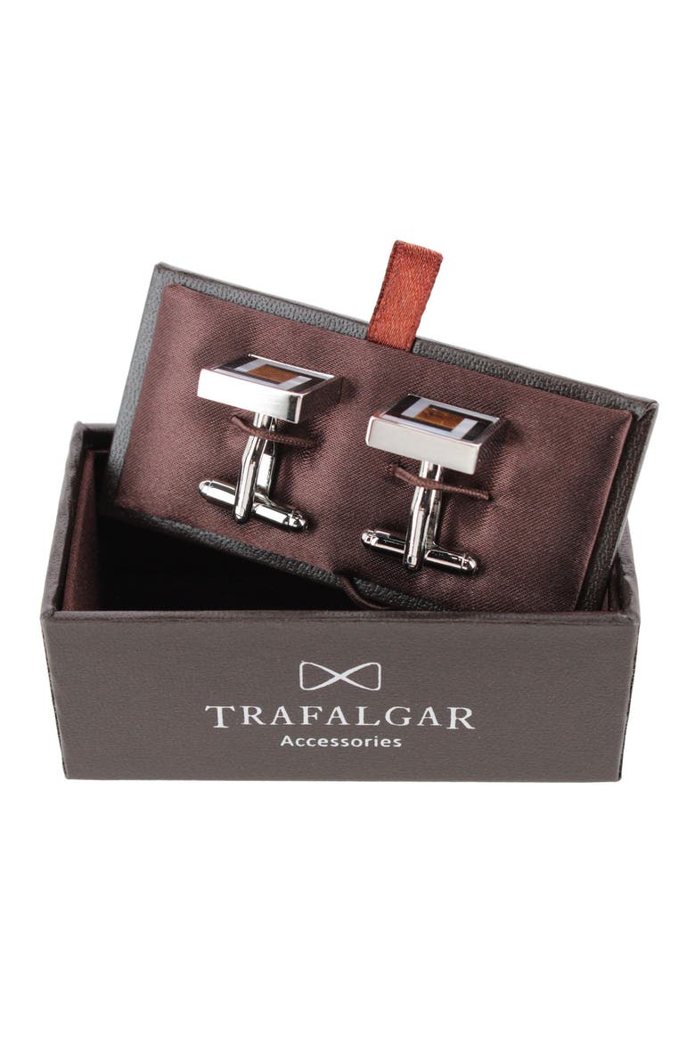 Dallas Square Joint Stone Cufflinks, Alternate, color, Silver