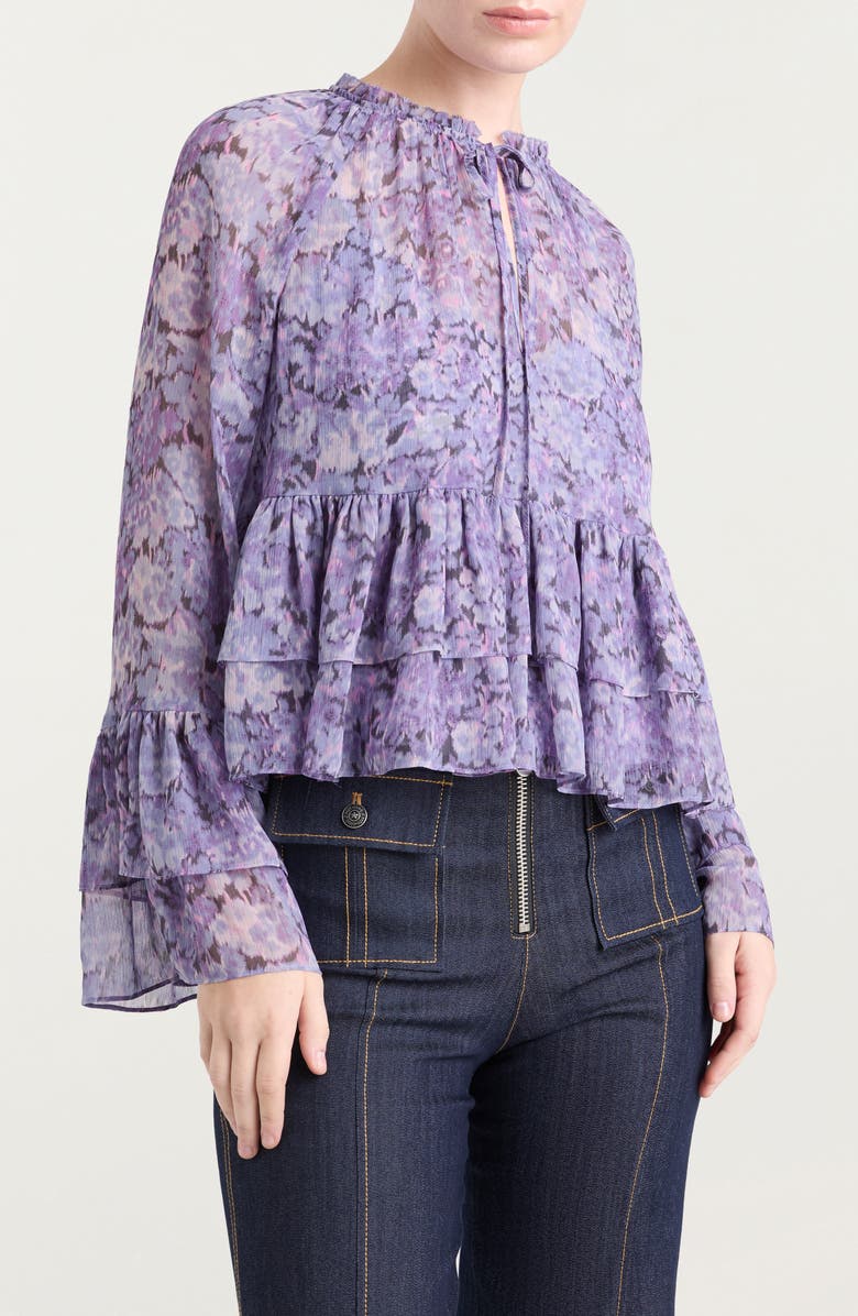 Cinq à Sept Painted Dydrangea Layered Ruffle Top, Main, color, 