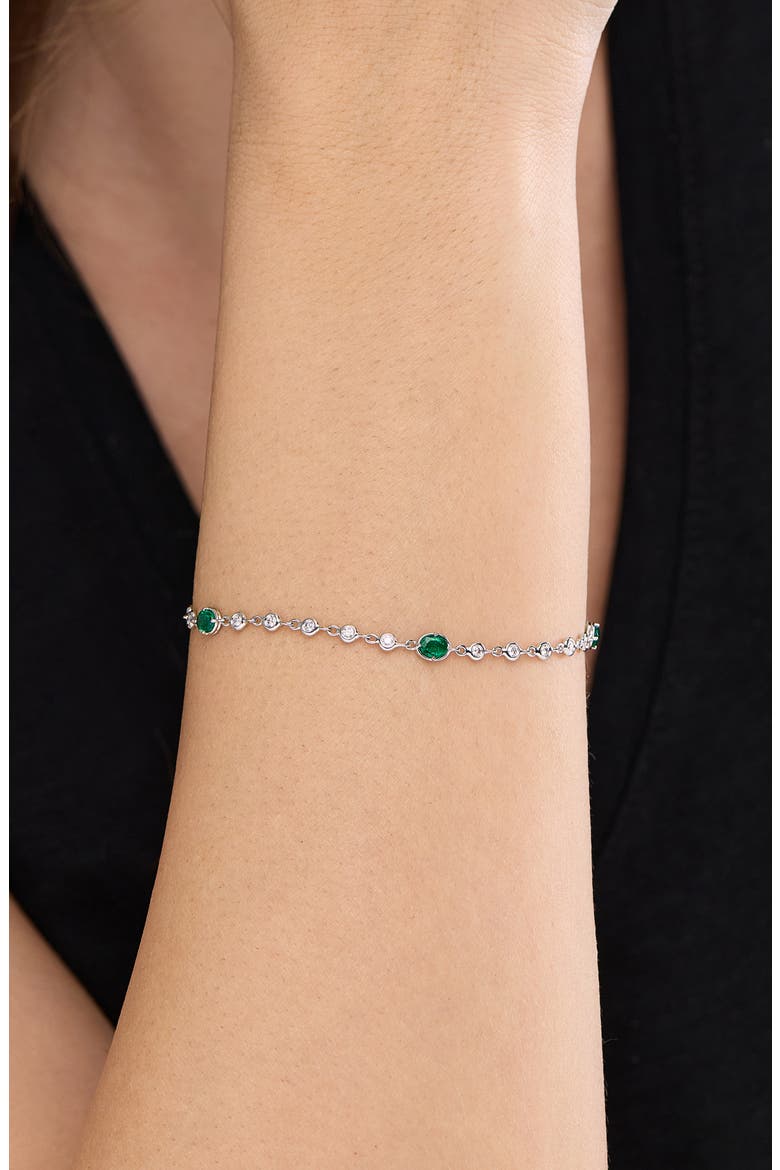 18K Gold El Mar Emerald & Diamond Tennis Bracelet, Alternate, color, 18KW