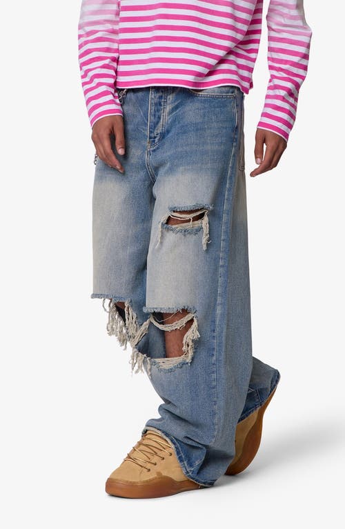 Mnml Blowout Rave Ripped Jeans In Blue