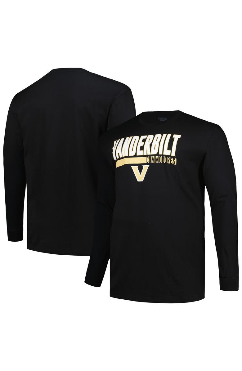 PROFILE Men's Profile Black Vanderbilt Commodores Big & Tall Two-Hit Long Sleeve T-Shirt, Alternate, color, 