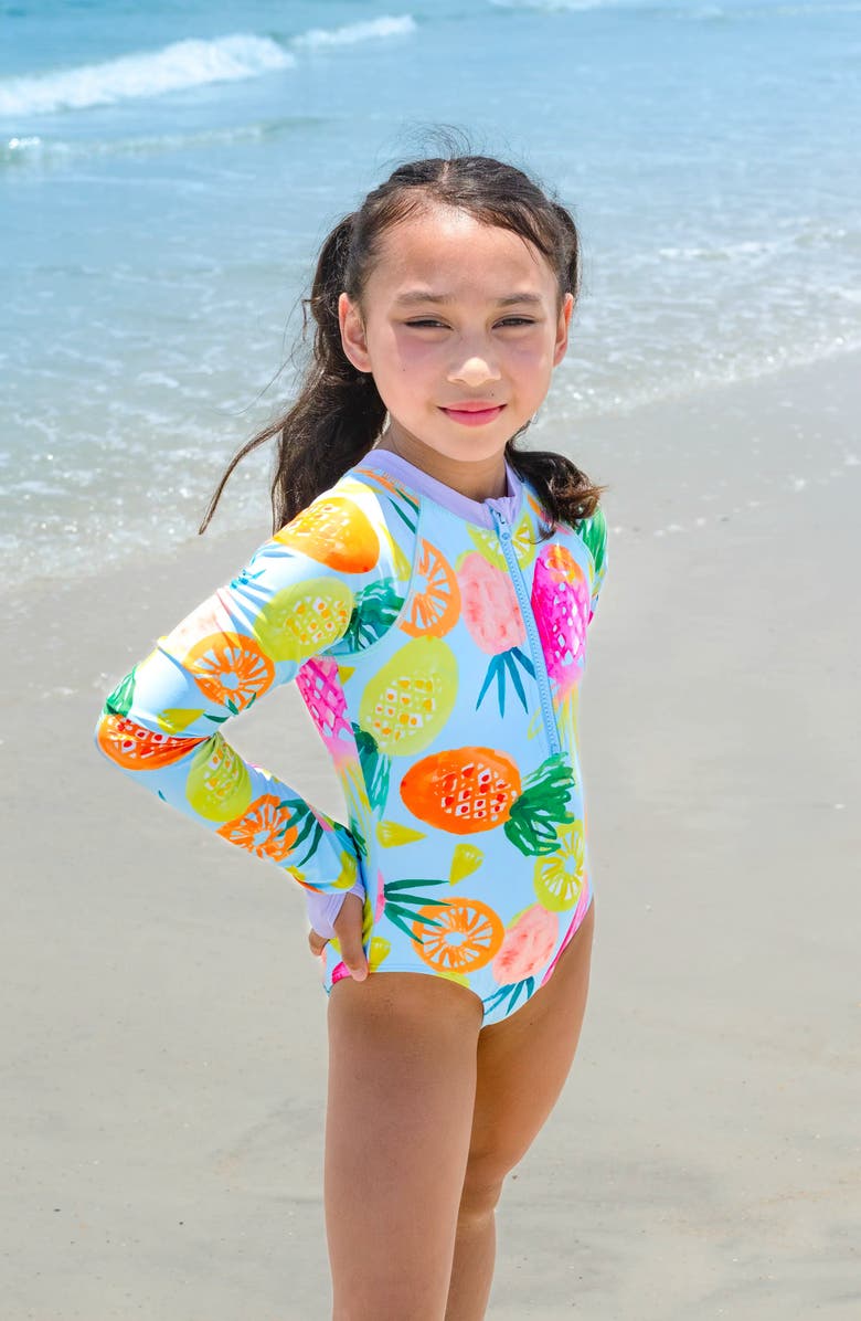 Limeapple Pineapple Print Rashguard One Piece, Main, color, 