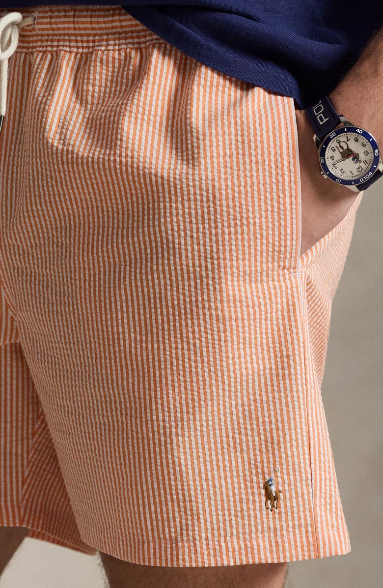 Polo Ralph Lauren Traveler Classic Swim Trunks, Alternate, color, Classic Peach Stripe