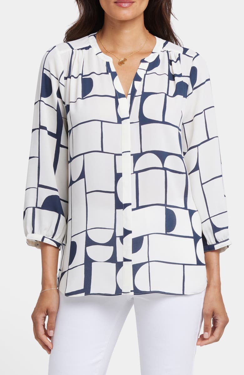 NYDJ Print Pintuck Top, Main, color, Campo Das Cortes