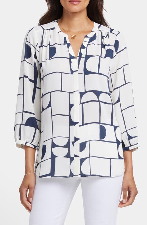 Print Pintuck Top (Petite)