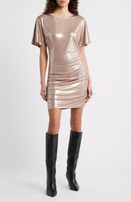 BOSS Crystal Ruched Lamé Minidress