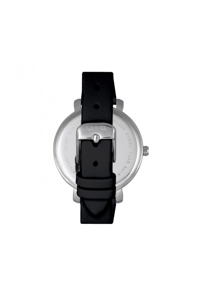 Sophie and Freda Sophie & Freda Key West Leather-Band Watch w/Swarovski Crystals, Alternate, color, Silver/Black