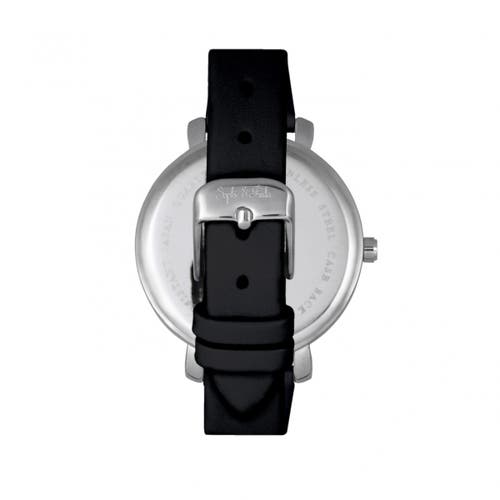 Sophie And Freda Key West Leather-band Watch With Swarovski Crystals In Black