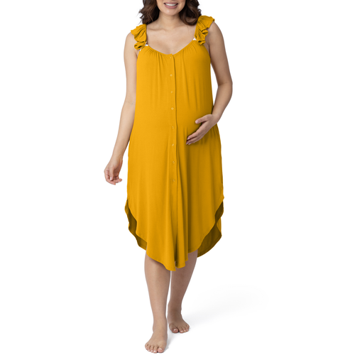 Kindred Bravely Ruffle Strap Labor & Delivery Gown In Brown