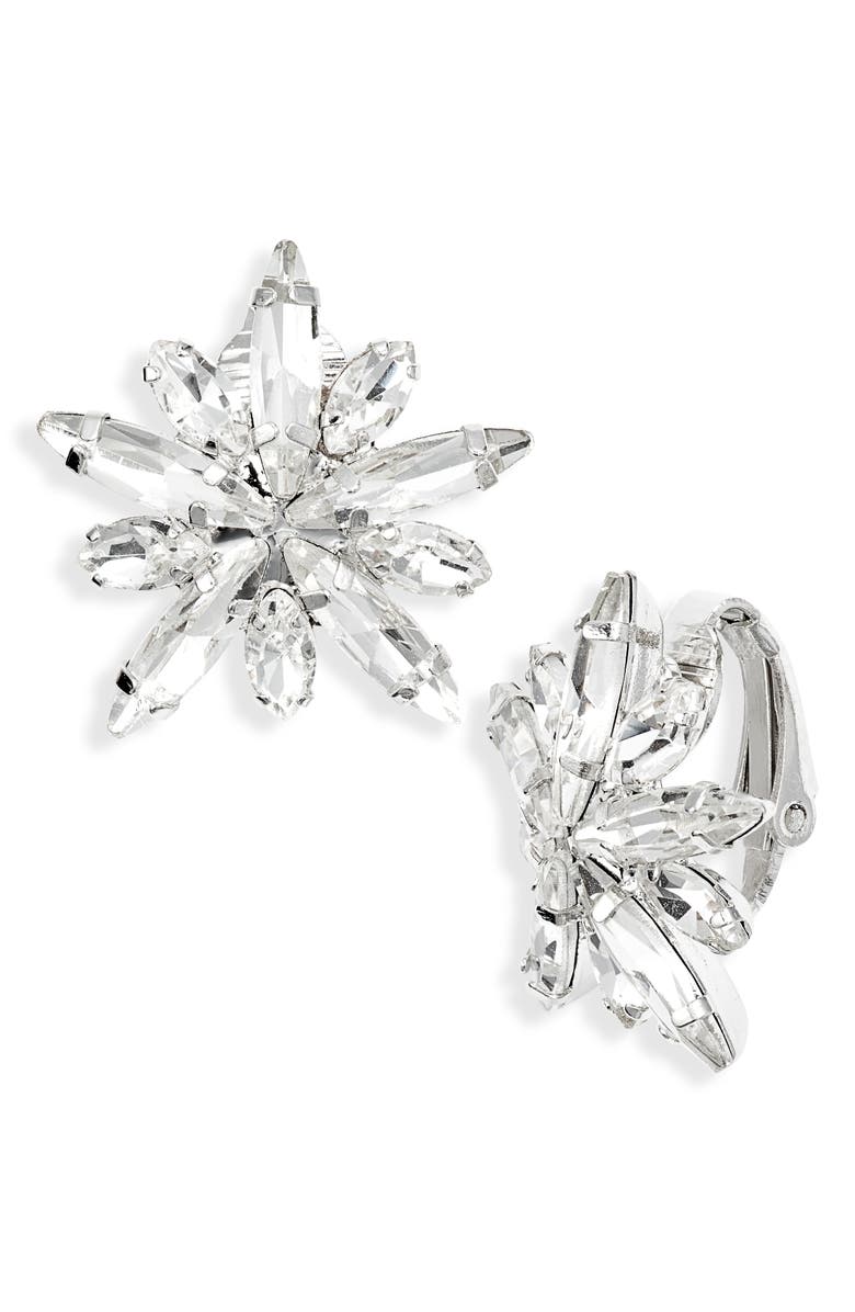 CRISTABELLE Navette Burst Clip-On Earrings, Main, color,