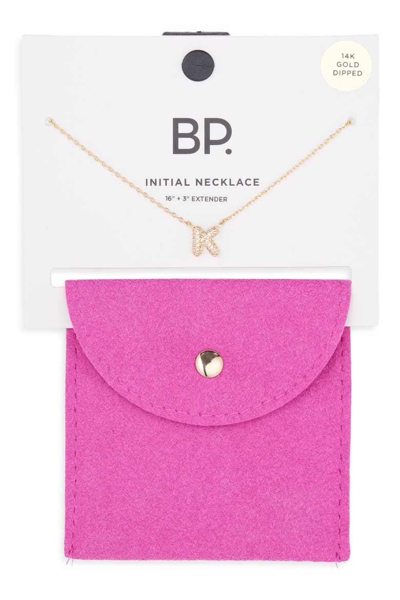 Pavé Crystal Initial Necklace, Alternate, color, K- 14K GOLD DIPPED