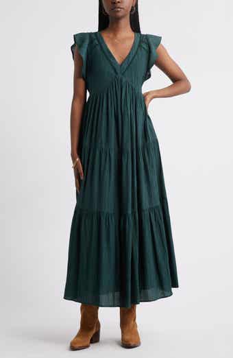 Treasure & Bond Crinkle Finish Flutter Sleeve Maxi Dress