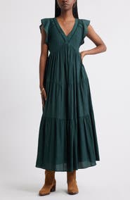 Treasure & Bond Crinkle Finish Flutter Sleeve Maxi Dress