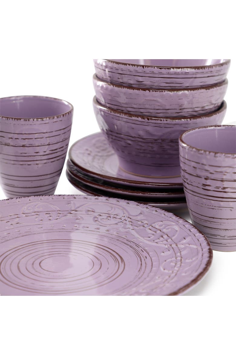 Malibu Mica 16-Piece Stoneware Dinnerware Set, Alternate, color, Purple