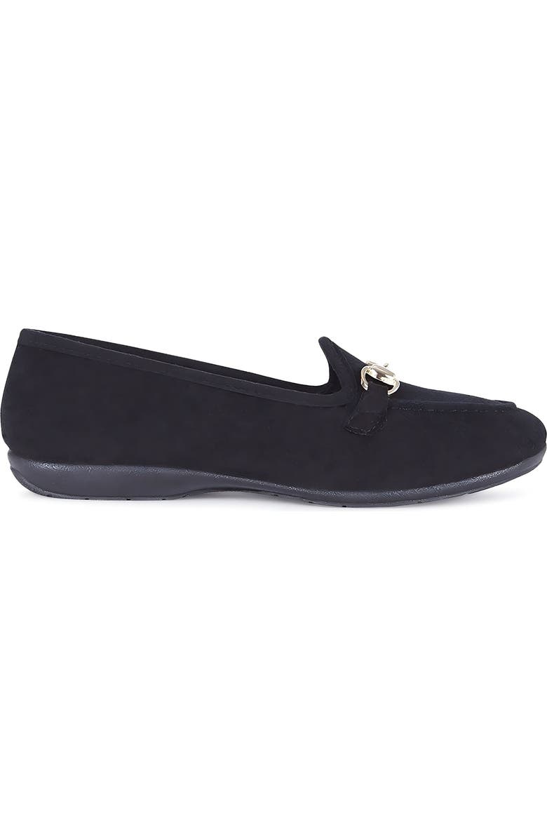 Menina Step Royal Suede Buckle Slipper, Main, color, Black
