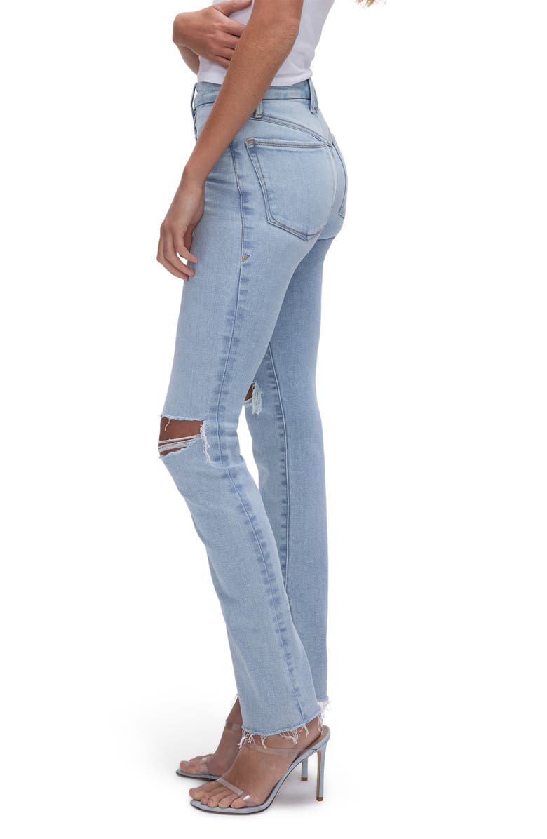 Good American Good Classic Distressed Split Hem Stretch Skinny Jeans, Alternate, color,