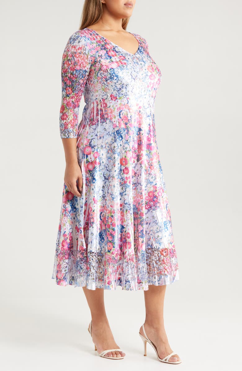 Komarov Floral Satin Charmeuse & Lace Cocktail Dress, Alternate, color,