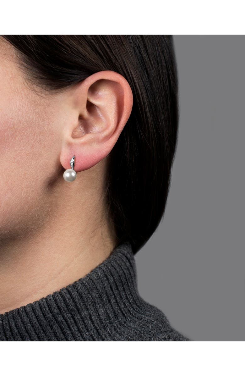 CZ by Kenneth Jay Lane Pavé CZ & Faux Pearl Drop Earrings, Alternate, color, White/ Clear/ Silver