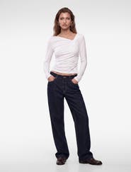 Koton Draped Long Sleeve V-Neck Top