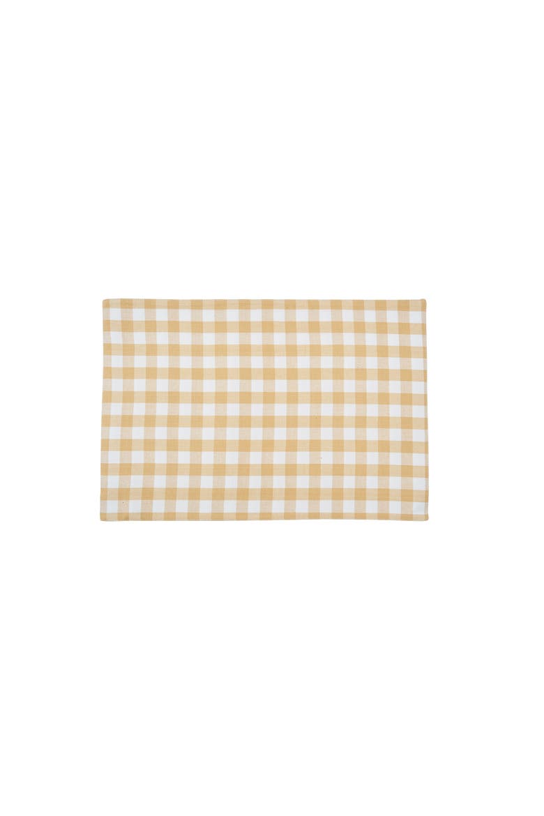 Ashford Cornsilk Gingham Checkered Placemats Set of 6 Dining, 13" x 19", Main, color, Yellow