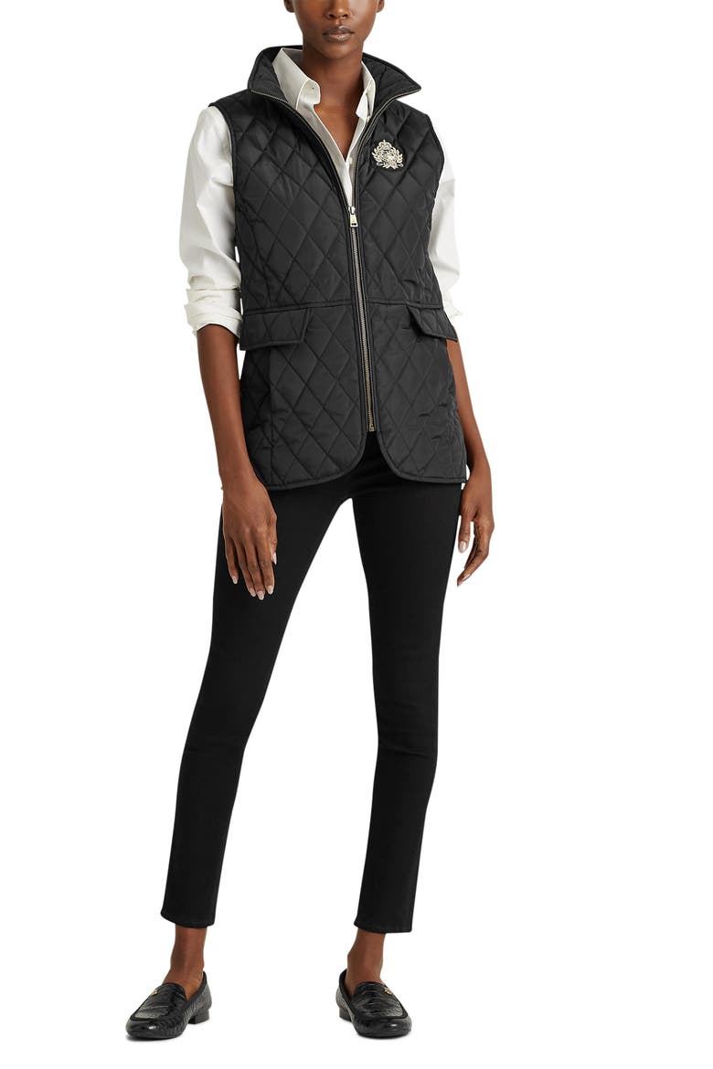 Quilted Vest, Alternate, color, BLACK