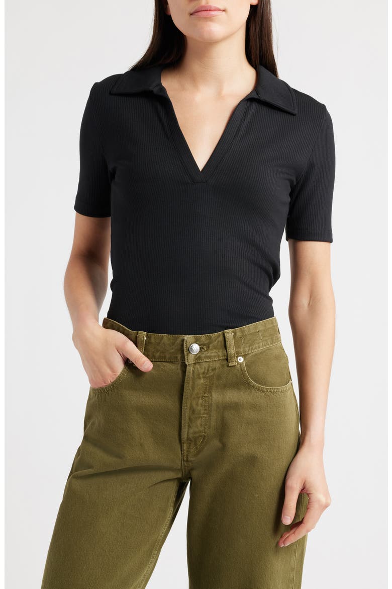 Drapey Rib Polo, Main, color, JET BLACK