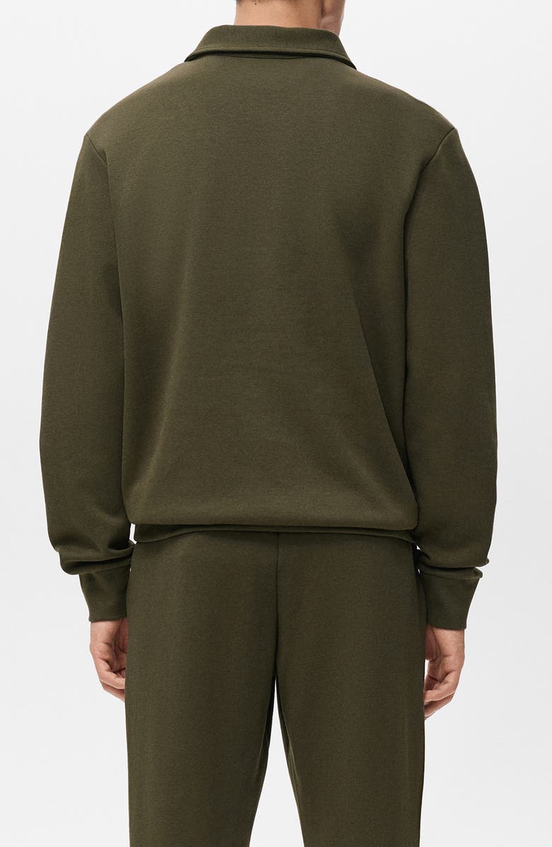 MANGO Regular Fit Quarter Zip Sweater, Alternate, color, Olive Green