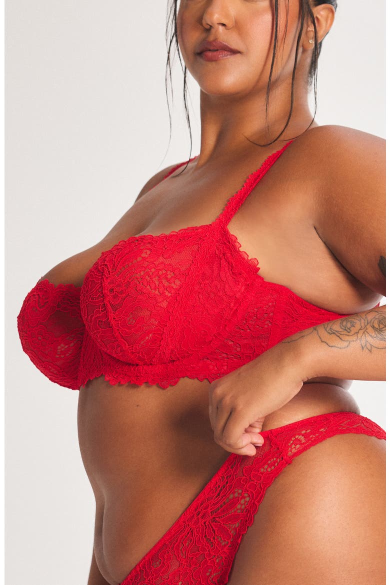 Romantic Corded Lace Unlined Underwire Bra, Alternate, color, TIMELESS RED