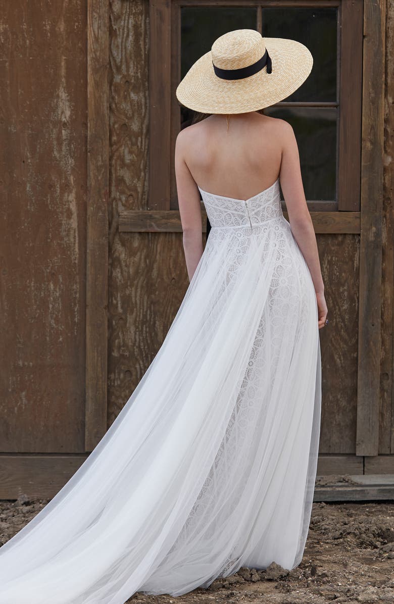 Willowby Ophelia Beaded Lace Strapless A-Line Wedding Dress, Alternate, color,