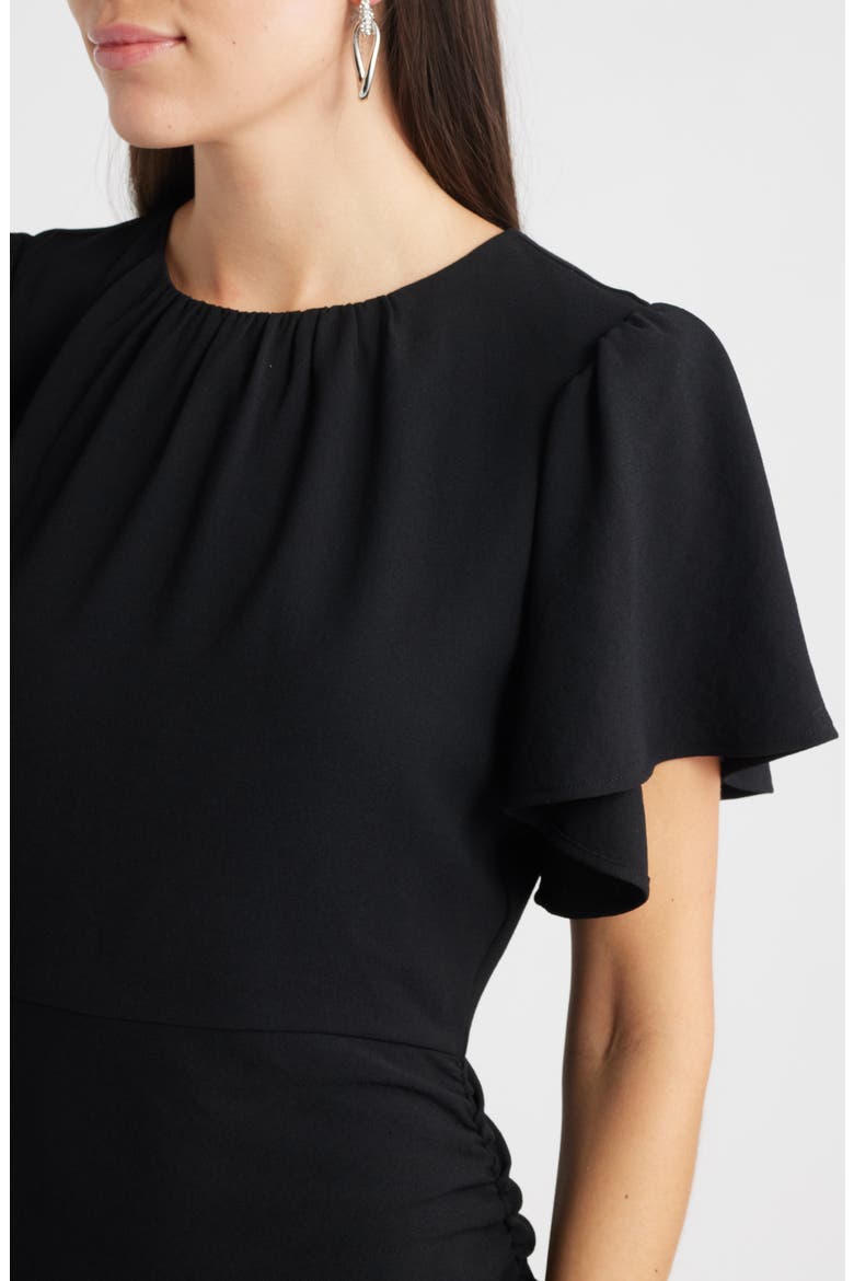 Asymmetric Crepe Maxi Dress, Alternate, color, BLACK