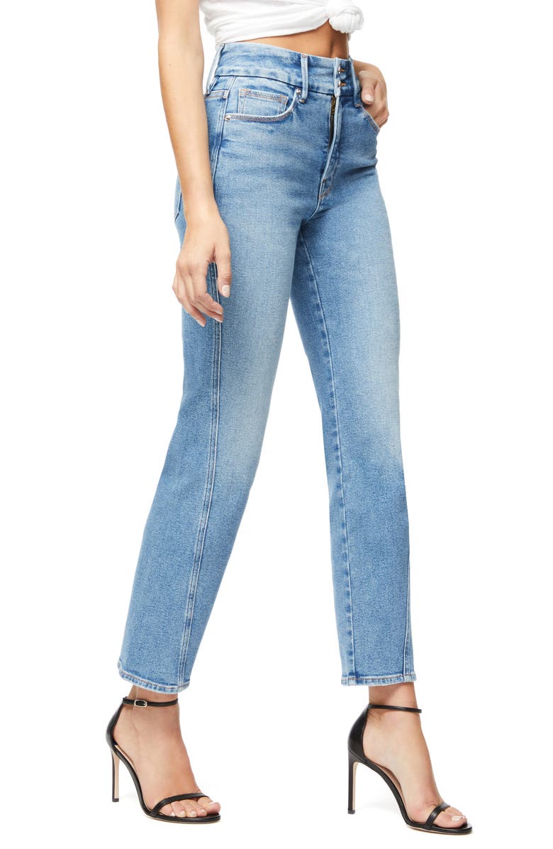 Good American Good Straight Twisted Seam Jeans, Alternate, color, 