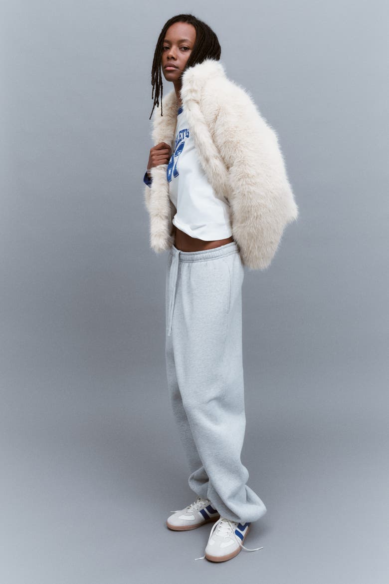 Fluffy Jacket With Funnel Collar, Alternate, color, Cream