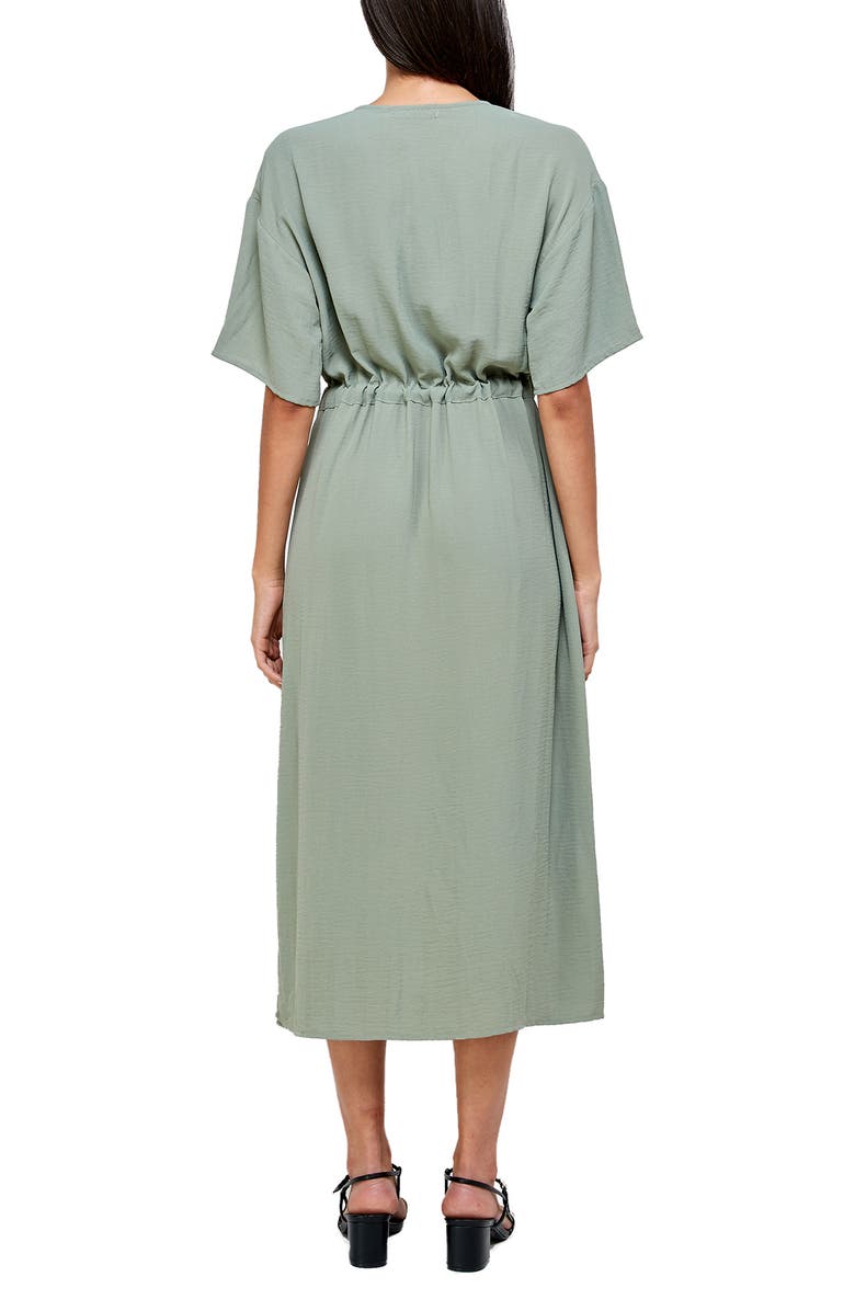 DUAL NATURE Short Sleeve Drawstring Midi Dress, Alternate, color,