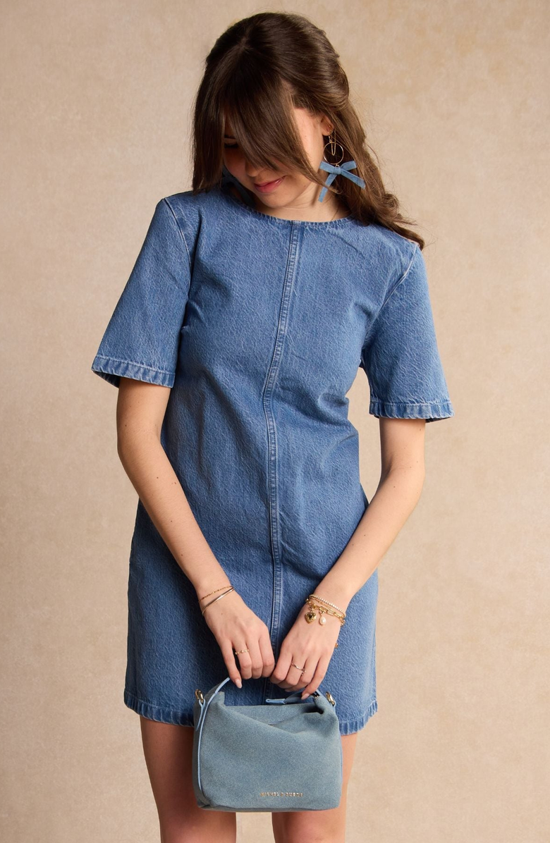 Nickel & Suede Claras Earrings, Alternate, color, Denim