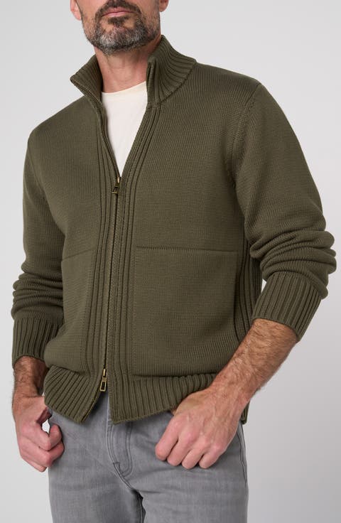 Heavyweight Cotton Blend Full Zip Sweater