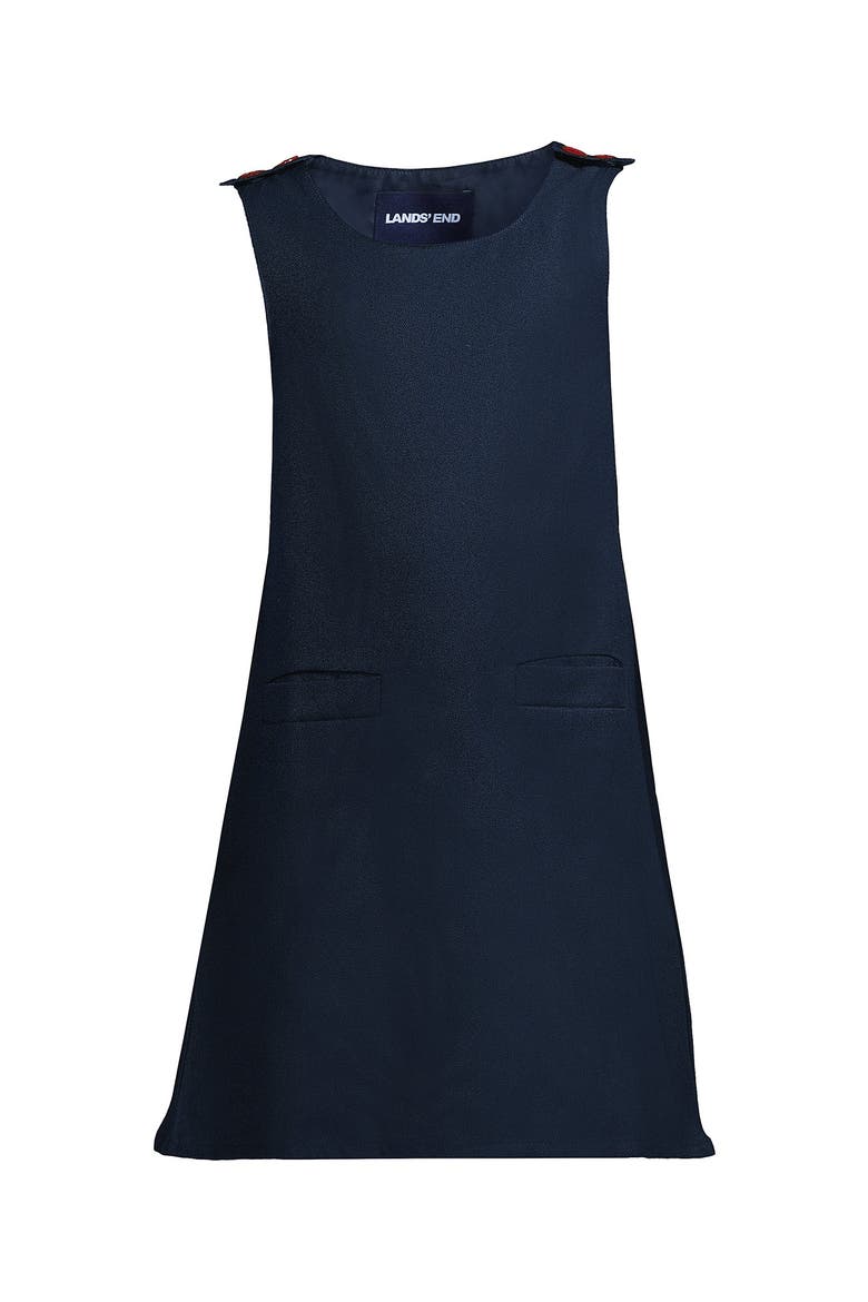 Girls Contrast Button Side Pleat Jumper, Main, color, Academic Classic Navy