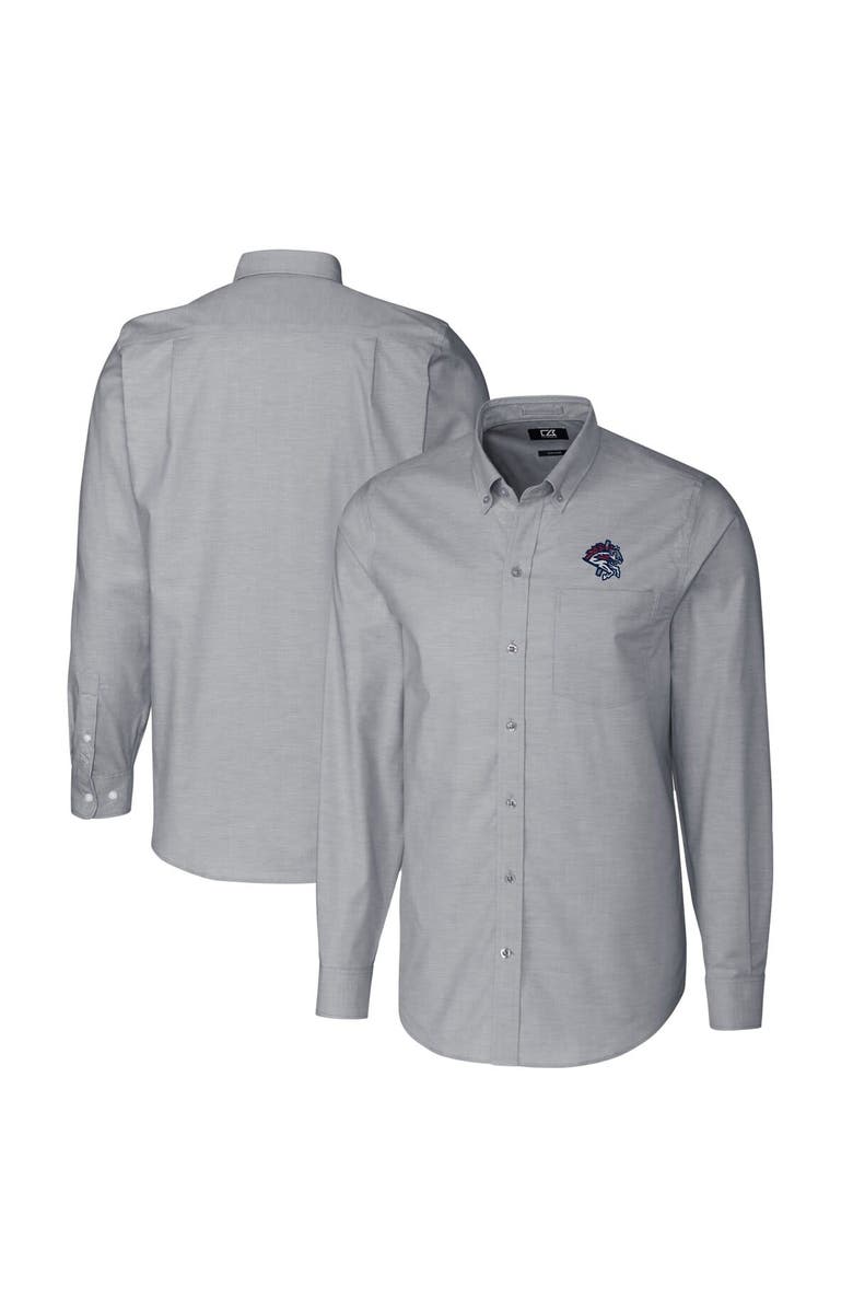 Cutter & Buck Men's Cutter & Buck Charcoal Binghamton Rumble Ponies Oxford Stretch Long Sleeve Button-Down Dress Shirt, Main, color, 