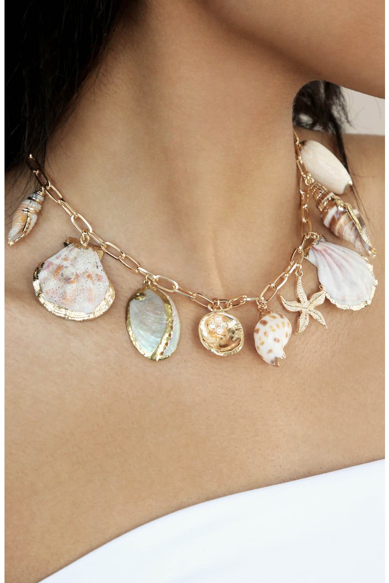 Private Island Shell Necklace, Alternate, color, GOLD