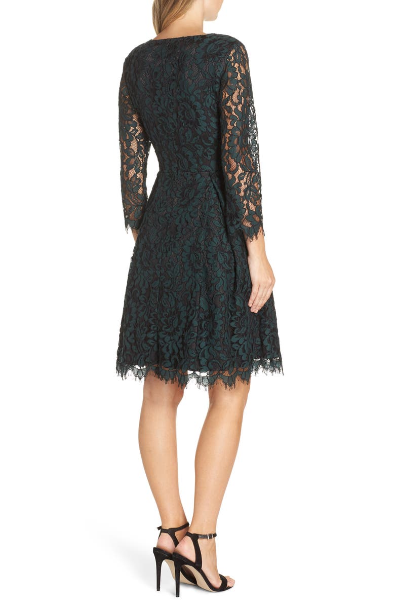 Eliza J Lace V-Neck Fit & Flare Dress, Alternate, color, 
