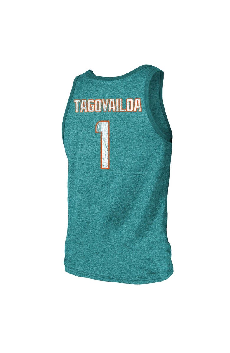 Majestic Threads Men's Majestic Threads Tua Tagovailoa Aqua Miami Dolphins Name & Number Tri-Blend Tank Top, Alternate, color, Aqua