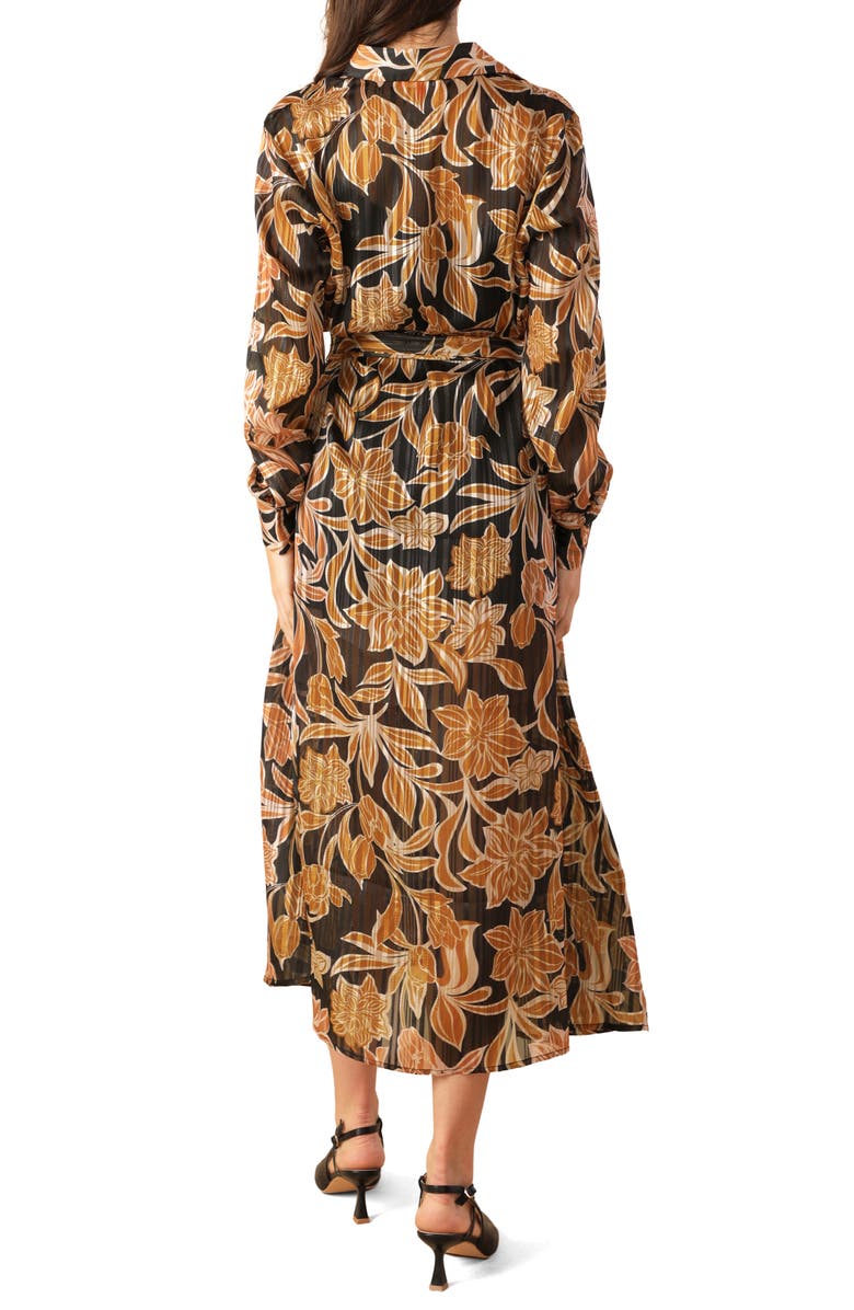 FLYING TOMATO Long Sleeve Midi Shirtdress, Alternate, color, Black