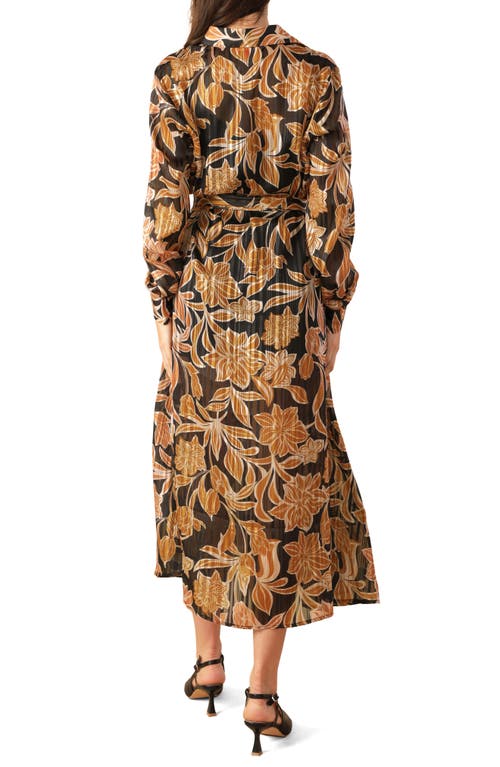 Flying Tomato Long Sleeve Midi Shirtdress In Black