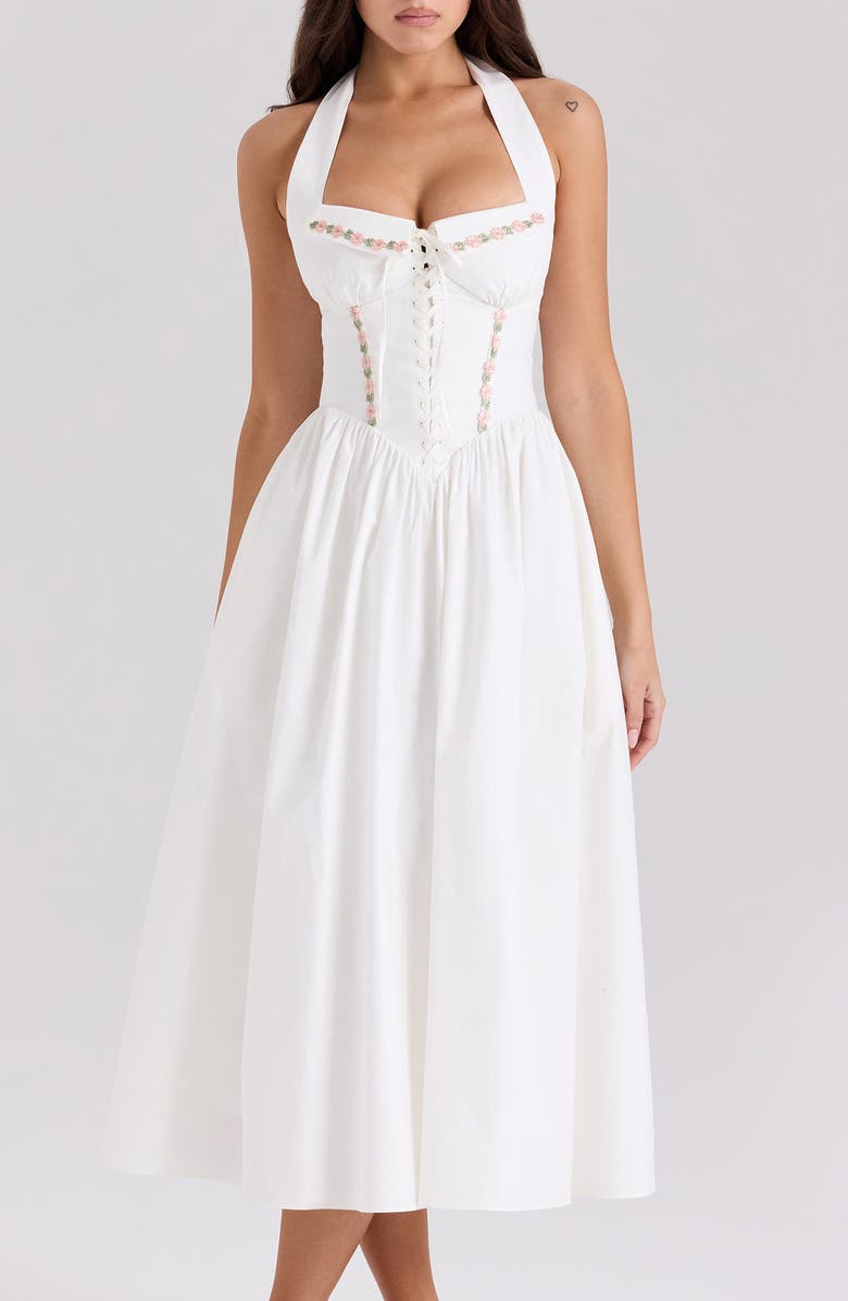 HOUSE OF CB Floral Dress, Alternate, color, White