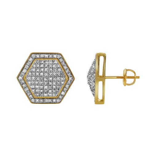 Luvmyjewelry Exatidao 10k Yellow Gold Diamond Unisex Earrings In 10k Yellow Gold