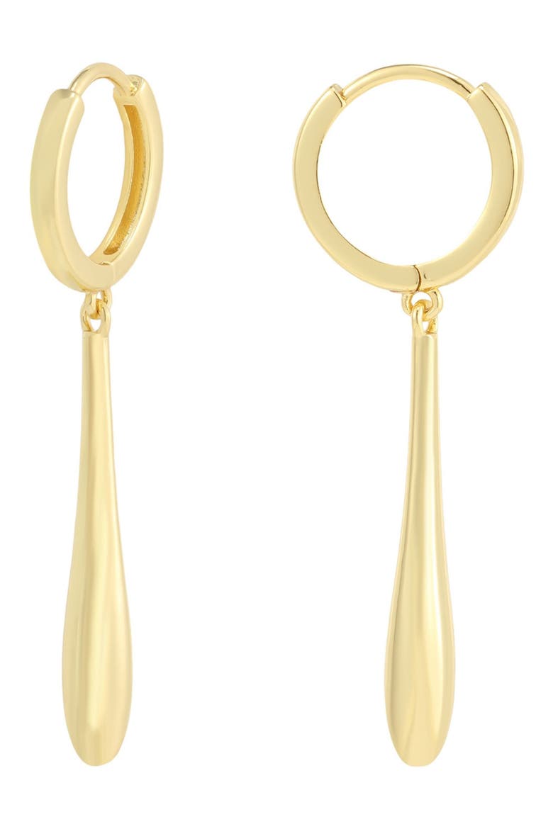 14k Gold Plated Elongated Teardrop Huggie Hoop Earrings, Main, color, GOLD