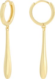 Adornia 14k Gold Plated Elongated Teardrop Huggie Hoop Earrings